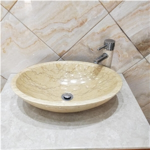 Natural Real Marble Oval Shaped Wash Sink