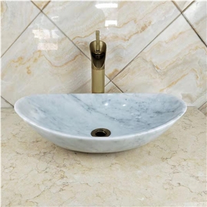 Natural Real Marble Oval Shaped Wash Sink