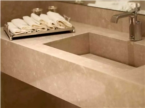 Turkish Botticino Marble-Hani Beige Marble Commercial Bath Counter,Sink