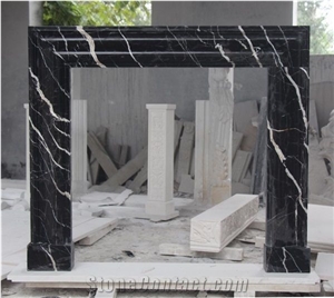Black Marquina Marble Fireplace Mantel