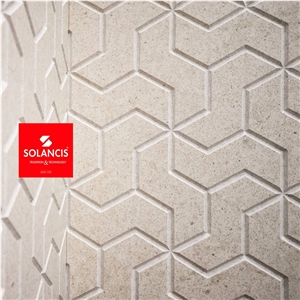 Beige Sonato Limestone 3D BOOMERANG CNC Carved Wall Panels