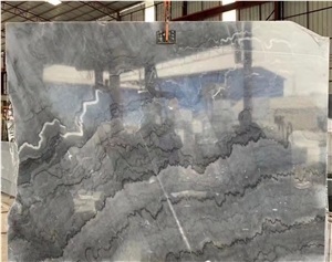 Chinese Polished Bruce Grey Marble Floors Sunny Veins