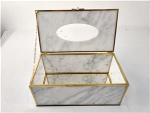 White Marble Tissue Box Cover Holder Square Facial