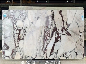 Calacatta Violet Marble Natural Marble Slab Stone With Purple Veins Grey Background