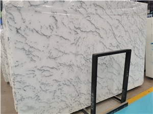 White Marble With Grey Veins Slab Tile For Wall Floor