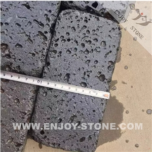 Black Lava Stone Cube Stones For Paving Tumbled