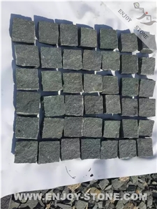 G612 Dark Green Granite Natural Split Cube Paving Stone