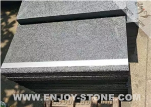 G684 Black Granite Stair Treads & Riser Flamed