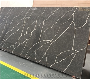 Brown Quartz Artificial Stone Slabs Calacatta Tiles