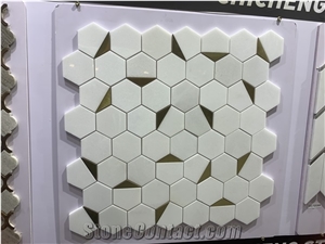 Customer Design New Pattern Jazz White Volakas Marble Mosaic
