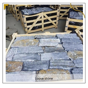 UNION DECO Blue Quartzite Loose Stone Garden Wall Covering