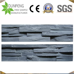 Black Split Stacked Stone Slate China Ledger Panel