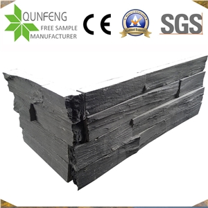 China Black Culture Stone Ledger Wall Panel Slate Corner