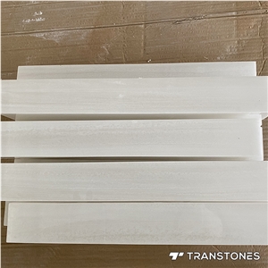 Translucent Customized White Wood Veins Alabaster Light Box