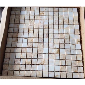 Golden Spider Marble Square Mosaic Tile