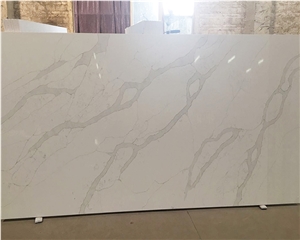 Goldtop Quartz Calacatta White Grey Veins Quartz Slabs