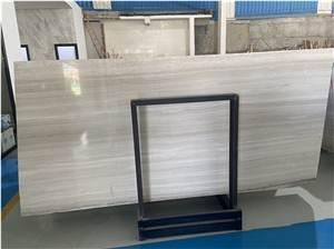 Wooden White Natural Marble Slab Pattern