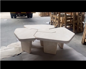 Fashion Dining Tabletravertine Super White Top Dining Table