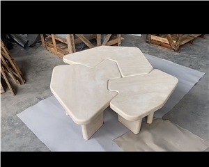 Fashion Dining Tabletravertine Super White Top Dining Table