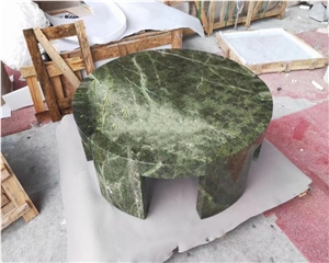 Luxury Rainforest Green Marble Round Stone Coffee Table
