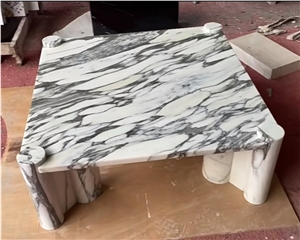 Modern Arabescato Marble White Stone Coffee Table