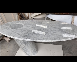 Modern Calacatta Viola White Marble Side Table