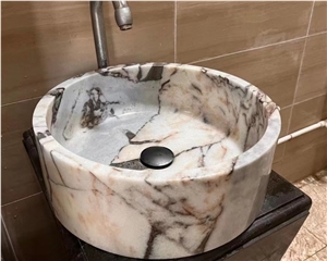 Natural Elephant White Marble Basin Sink Hotel Home Bathroom