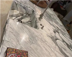 Natural Stone Arabescato White Marble Slab Home Countertop