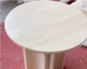 Natural Stone Beige Travertine Side Table Stone Stool