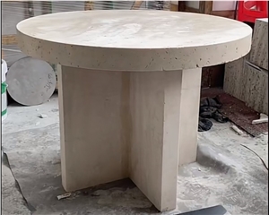 Newest Super White Travertine Precious Stone Dinning Table