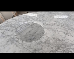 White Bianco Carrara Marble Natural Stone Center Table