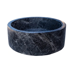 Natural Stone Sirius Black Marble Vessel Sink Polished (D)16