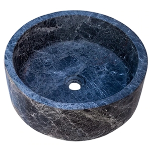 Natural Stone Sirius Black Marble Vessel Sink Polished (D)16