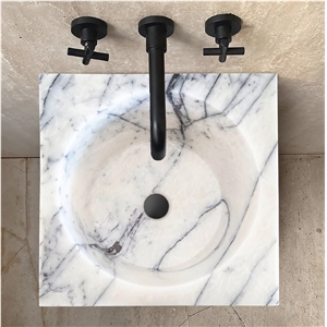 Natural Stone New York White Marble Pedestal Sink