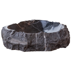 Toros Black Marble Natural Stone Vessel Sink (W)17" (L)17"