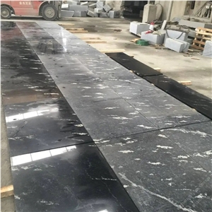 China Black Night Snow Granite Slab, Snow Night Granite Slab