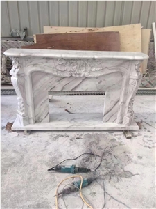 Italy White Carrara White Marble Fireplace Polished