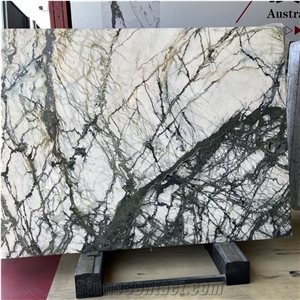 Chinese Clivia White Marble With Green Veins Slabs For Wall