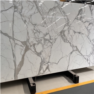 Italian Calacatta White Marble Tiles For Villa Bathroom Wall
