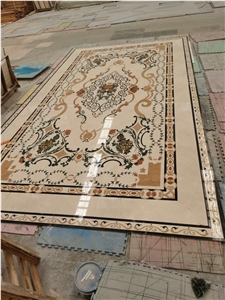 Inlay Marble Waterjet Medallions Stone Floor Carpet Patterns