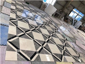 Diamond Cut Marble Temple Grey Waterjet Floor Carpet Pattern
