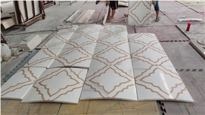 Marble Calacatta Waterjet Medallion With Bronze For Wall