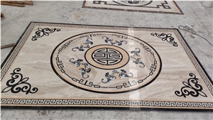 Marble Calacatta Waterjet Medallion With Bronze For Wall