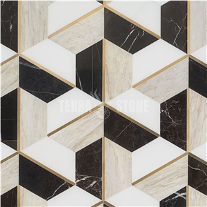 Decade Saint Laurent Polished Marble And Brass Mosaic Tile