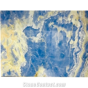Blue Onyx With Blue Background And White And Yellow Veins