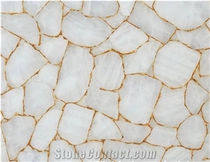 White Quartz Semiprecious Stone Slabs-China