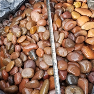 Natural Stone Washed Red Pebble Rive Stone For Landscape