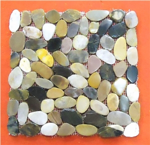 Sliced Pebble Tile High Polished Decorative Pebble For Wall