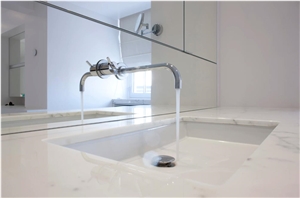 Bianco Statuario Marble Bathroom Countertop, Wall Tiles