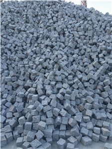 Bergama Grey Granite Cobblestone, Pavers, Cube Stone